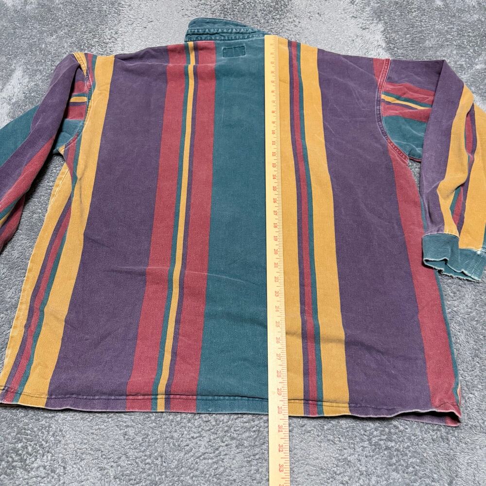 Weekends Vtg 1990s Mens XXL Striped Denim Pullover Collared Shirt Long Sleeve - Picture 6 of 7